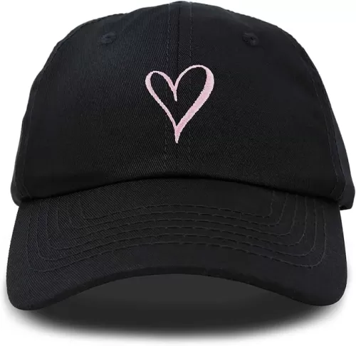 Hand Drawn Heart Hat Womens Embroidered Baseball Cap
