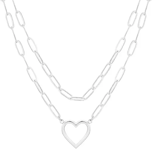 Heart Necklaces for Women 14K Gold/Silver Plated Paperclip Chain Love Heart Pendant Layered Necklaces Trendy Jewelry