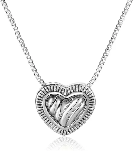 Heart Pendant Necklace Two Tone Gold and Silver Necklaces for Women Cable Wire Desinger Inspired Statement Women Jewelry Gifts