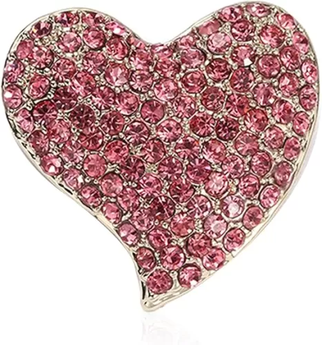 Heart Pin Brooch Crystal Rhinestone Heart Brooch Love Pin for Women Valentine