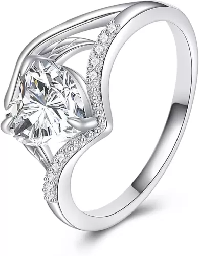 Heart Ring 925 Sterling Silver Love Rings Love Heart Shaped Ring Bridal Wedding Jewelry for Wife Love Women Daughter