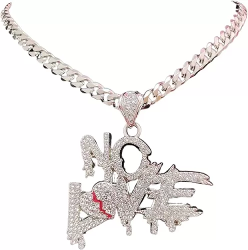 Hip Hop No Love Chain Broken Heart Chain Iced Out Pendant, Iced Out Pendants for Men and Women Heart Broke Necklaces Jewelry Iced Out Chain, Iced Out Chain Hip hop Pendant