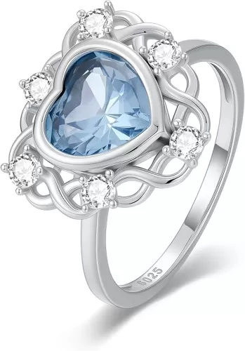 Infinity Promise Ring 925 Sterling Silver Gemstone Heart Engagement Ring for Women Her
