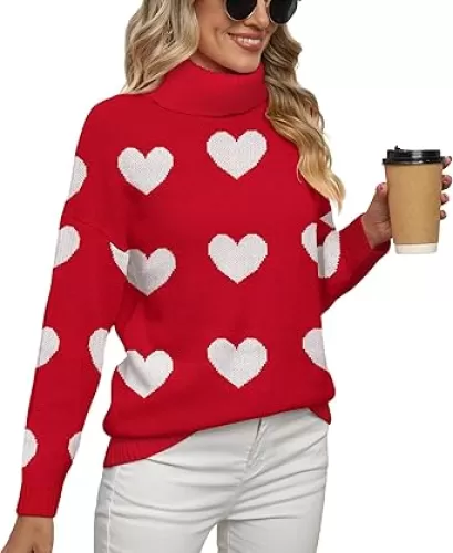 Jouica Women 2024 Fall Casual Turtleneck Batwing Sleeve Chunky Oversized Ribbed Knit Tunic Sweaters Pullover