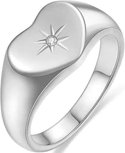Jude Jewelers Stainless Steel Heart Shaped Signet Sunshine Wedding Statement Promise Holiday Party Ring