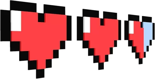 Kubik Letters Game Room Decor – Cool Gaming Stuff, Gamer Gifts for Boys & Men, Retro Wall Sign with Adhesive Tapes, Inspired by Classic Pixel 8-Bit and Block-Building Video Games – 2.5 Hearts
