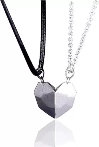 LEGENSTAR Two Souls One Heart Pendant Necklaces for Couple, Wishing Stone Creative Magnet Couples Necklace