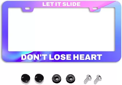 LET IT Slide License Plate Frames Don't Lose Heart Colorful License Plate Holder Car Tag Cover Frame Accessory Decor with 2 Holes Screws for Men Women (XWZ-14)