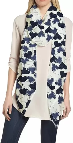 Lina & Lily Love Heart Print Women's Scarf Shawl Wrap Lightweight Valentine's Day
