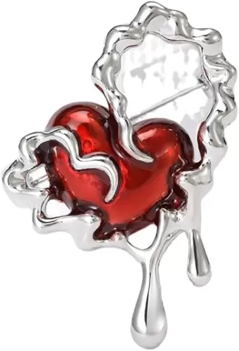 Love Heart Brooch Pin for Women Dainty Red Heart Lapel Pin for Mother