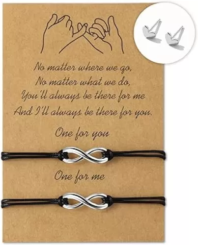 Me&Hz Pinky Promise Bracelet Sunflower/Cross/Heart/Compass Matching Couple Friendship Bracelets Mother Daughter Best Friend Gift for Women
