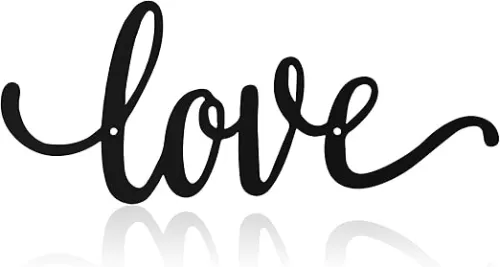 Metal Wall Decor Rustic Letter Signs Black Wall Art Hanging Word Cutout Decoration for Home (Love Style)
