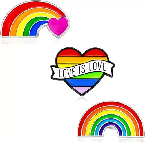 Nanafast 3Pcs LGBTQ Pride Pins - Rainbow Heart Lapel Pin Brooch Badge for Pride Month Parades and Events - Accessories for Clothes, Bags and Hats