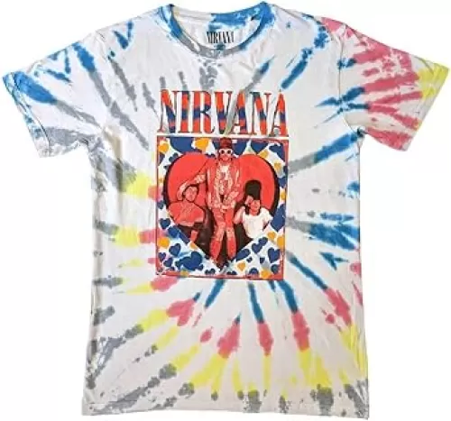Nirvana T Shirt Heart Band Logo Official Unisex White Dye Wash