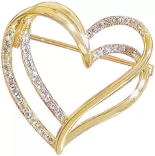 Pearl Heart Brooch Pin Shining Crystal Love Heart Lapel Pin Imitation Pearl Rhinestone Beads Heart Shape Safty Pin Mother