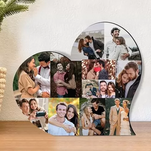 Personalized Heart Photo Collage Frame Custom 1-20 Photos Desktop Collage Frame Decor Romantic Gifts For Her/Him Valentine