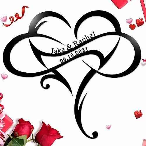 Personalized Infinity Symbol，Love Sign with Heart and Custom Love Metal Sign, Metal Love Sign, Metal Wall Art Decor, Anniversary Wedding Gift for Couple, Personalized Wedding Gifts