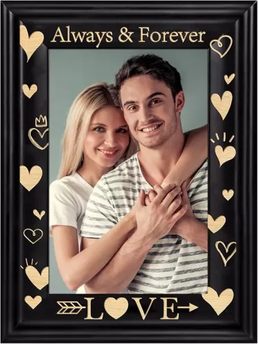 PETCEE Valentines Day Picture Frames Love Wood Valentine Photo Frame Valentines Day Gifts for Him Her Girlfriend Boyfriend Wife Husband Couples
