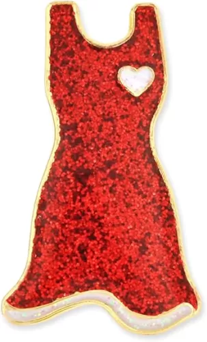 PinMart Heart Disease Awareness Enamel Lapel Pin – Nickel Plated Red Ribbon Pin – Support Heart Health – Jewelry Brooch with Secure Clutch Back