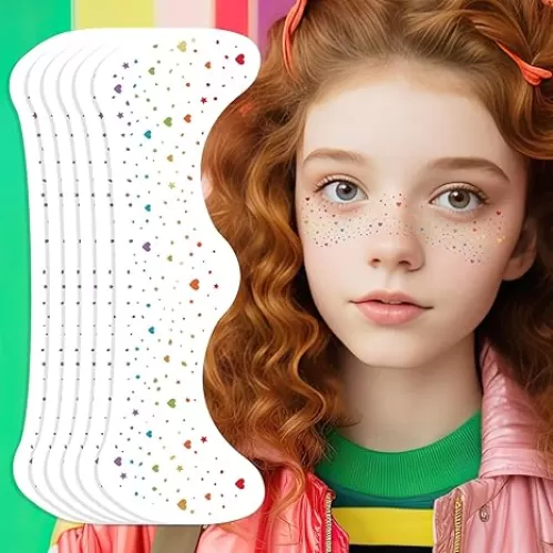 Pride Heart Freckles Face Tattoo - Glitter Temporary Tattoos with Love Symbols | Waterproof LGBTQ+ Sparkle Stickers for Pride Parades, Weddings & Date Nights (8 Sheets)