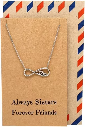 quan jewelry Infinity Hearts Necklace, Forever Love BFF Symbol, Gifts for Valentines Anniversary Monthsary, Infinity Pendant Charm, Adjustable Necklace 16-18 inches - Handmade