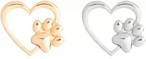 RUIZHEN Love Heart with Dog Paw Print Sweater Coat Pin Badge Brooch