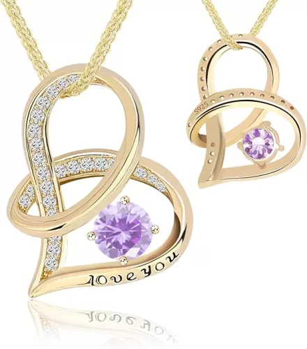 S925 Sterling Silver Infinity Heart Necklace for Women - Gold Plated Pendant with Cubic Zirconia, I Love You Jewelry Gift