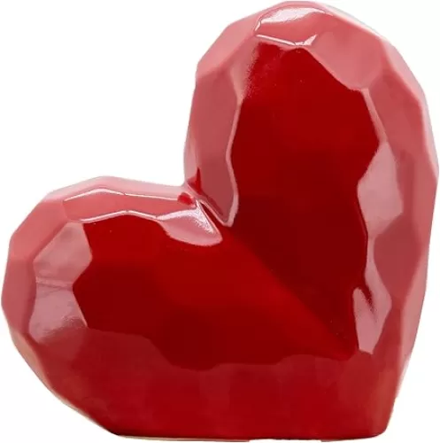 Sagebrook Home Red Stoneware Ceramic Heart-Shaped Decorative Object - Modern Accent for Home, Office, Bedroom & Living Room Decor, 8"