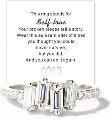 SELF-LOVE MULTI STONES RING, Irregular Beautifully Broken Multi-Stones Self-Love Ring, Zircon Inlaid Inspirational Ring, A Self-Reminder Ring Jewelry for Women, men, Friends