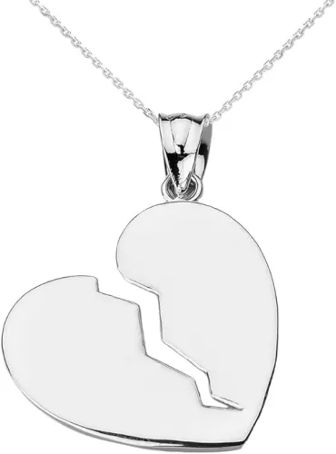 Sterling Silver Broken Heart Pendant Necklace