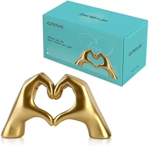Taylor Lover Merch Gold Heart Hands Sculpture Birthday Decorations Gifts Living Room Bedroom Shelf Desk Coffee Table Accessories Statue Bobo Bathroom Decor Home Décor Accents Women Girls(Small)