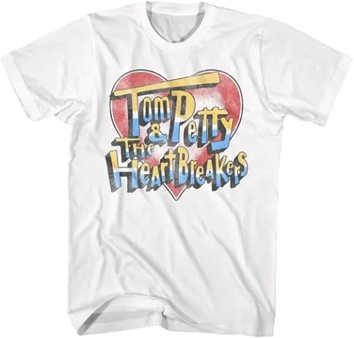 Tom Petty & The Heartbreakers Heart & Logo Adult Short Sleeve T Shirt Vintage Style Graphic Tees