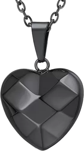 U7 Tiny Heart Necklace for Women, Stainless Steel 18K Gold/Black/Rose Gold Plated Link Chain Dainty Love Hearts Pendant Necklaces