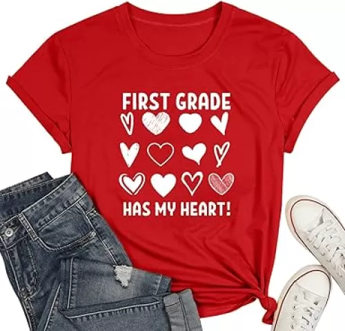 Womens Valentines Shirts Cute Love Heart Tshirts Funny Teen Girl