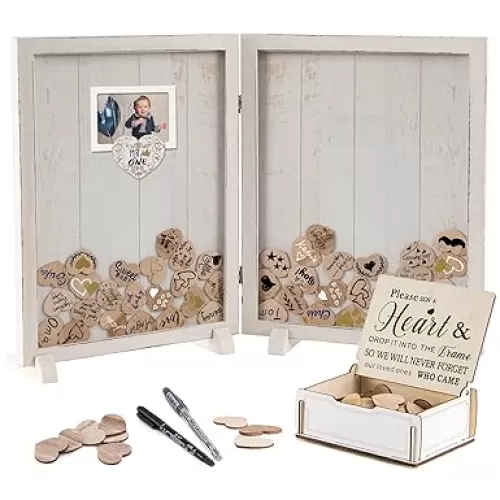 Y&K Homish- Wedding Guest Book Set Alternative Rustic Wedding Decorations for Reception Wedding Signs White 160Pcs Hearts