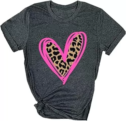 Ykomow Womens Valentine Shirts Leopard Valentine