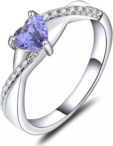 YL 925 Sterling Silver Engagement Rings 5MM Heart Cut Birthstone Infinity Ring for Women-size5
