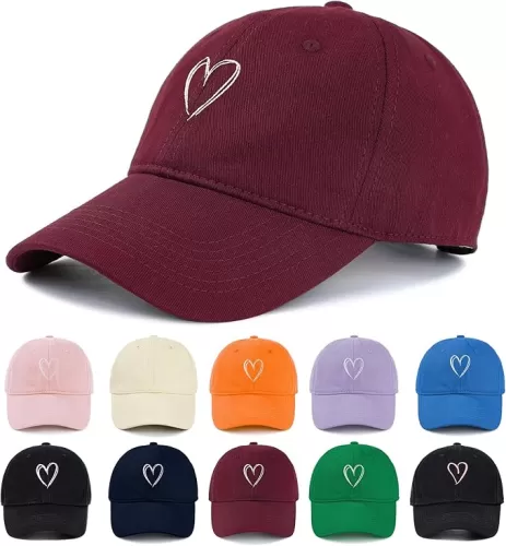 Zando 2025 Trendy Heart Baseball Caps for Women Men Girls Dad Adjustable Cute Cotton Ball Cap for Running Golf Tennies Travel