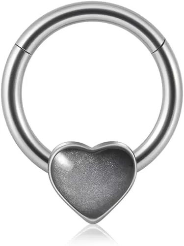 16G Heart Septum Nose Ring for Women Girls Stainless Steel Cartilage Helix Tragus Hoop Earrings Heart Septum Piercing Jewelry