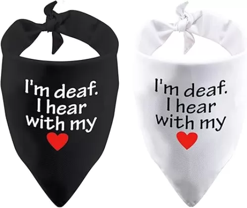 2 Pack I Am Deaf I Hear with My Heart Dog Bandana Bandana Handkerchief Scarf Tie On Special Needs Dog (Deaf Hear with My Heart)