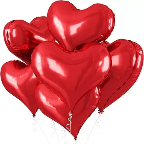 24 Inch Red Heart Balloons Large Matte Red Heart Shaped Foil Mylar Helium Balloon Love Mylar Balloons for Wedding Anniversary Valentines Day Birthday Baby Bridal Shower Party Decorations