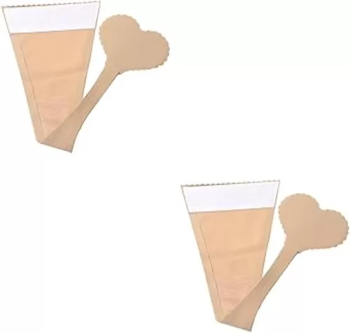 2Pcs Invisible Lace Nude, One Piece Pants Fun Underwear Thong, Self Adhesive No Panty Line Heart Shaped Strapless C-String Thong, Skin Color, Size