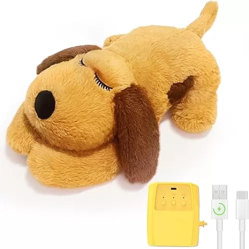 3-in-1 Heartbeat Puppy Toy, Simulates Breathing/Heartbeat/Warmth, Anxiety Relief, Sleep Aid for Puppy, Ideal for Crate Training.