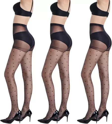 3 pairs Patterned Tights for Women, Heart tights for women for Women