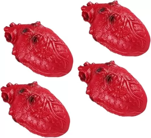 4pcs Simulation Hearts Props for Halloween Bloody Decorations Home Decor Scary Decor