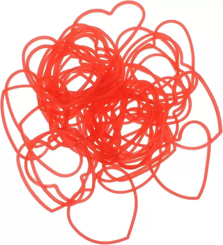 50pcs Magician Rubber Bands Heart Shaped Elastic Band Gimmick Trick Prop Stage Performance Magician Supplies Halloween Party Favor .00X4.30X0.20CM