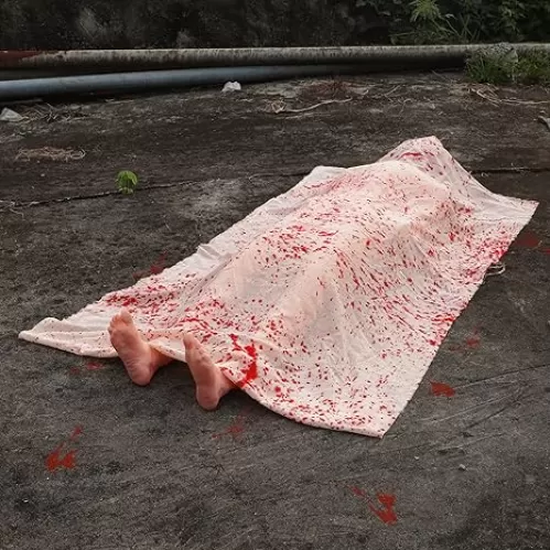 5.4ft Halloween Decorations Outdoor Props - Scary Hallowmas Back from The Grave Dead Victim Prop for Haunted House Party Decor(Assembly Needed) Red