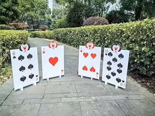Alice Party Decorations Wonderland Party Decor, Queen of Hearts Accessories 4pcs Queen's Soldiers Yard Signs with Stakes AliceThemed Party Decor Large Lawn Garden Sign Indoor Outdoor