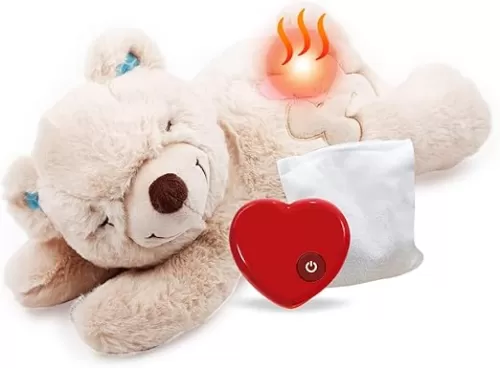 ALL FOR PAWS Puppy Soothing Heartbeat Bear Comfort Dog Sleep Aid Plush Toy for Crate Training