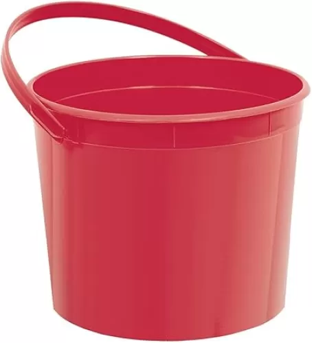 Apple Red Party Favor Plastic Bucket with Handle - 6.25" x 4.5", 1 Piece - Perfect for Treats, Loot, Giveaways